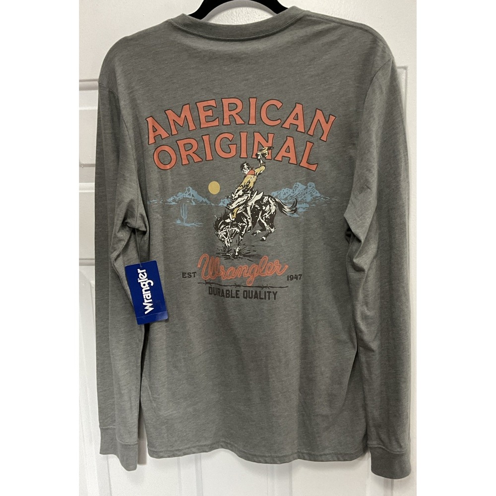 Wrangler American Original Graphic Long Sleeve Gray Shirt Men's Small